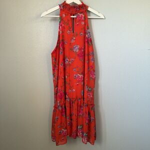 ABSOLUTELY FAMOUS Womens Medium Sleeveless Floral‎ Keyhole Neck Sun Dress